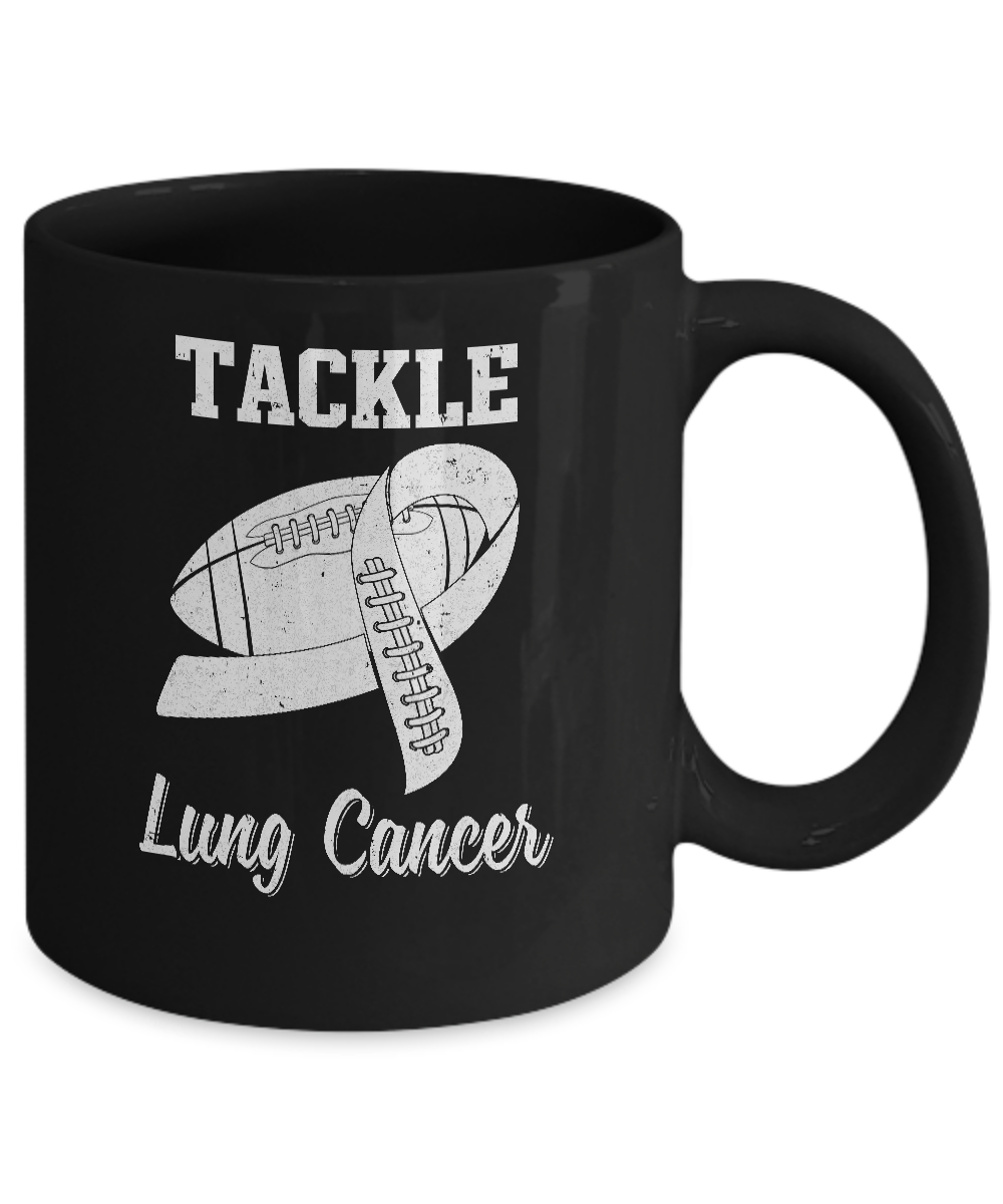 Football Survivor Tackle Clear Lung Cancer Awareness Mug Coffee Mug | Teecentury.com
