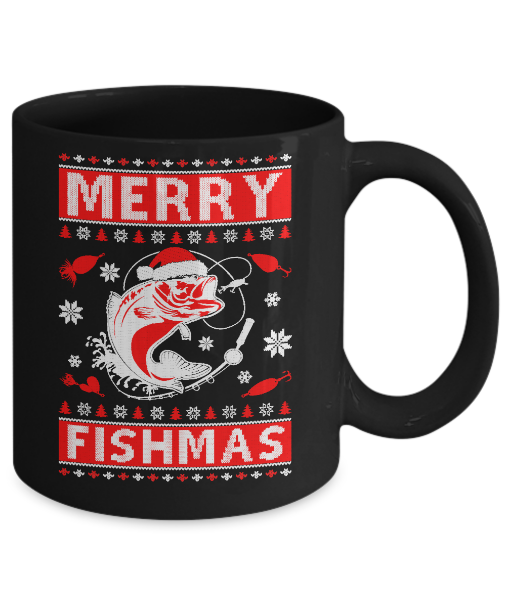 Merry Fishmas Fishing Fish Christmas Sweater Mug Coffee Mug | Teecentury.com