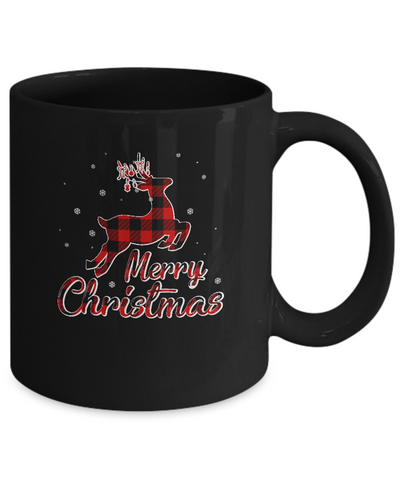 Merry Christmas Buffalo Plaid Xmas Reindeer Gift Mug Coffee Mug | Teecentury.com