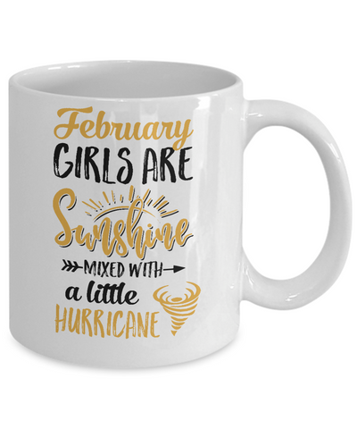 February Girls Sunshine Mixed With A Little Hurricane Birthday Mug Coffee Mug | Teecentury.com