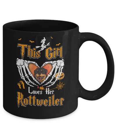 This Girl Love Her Dog Rottweiler Halloween Mug Coffee Mug | Teecentury.com