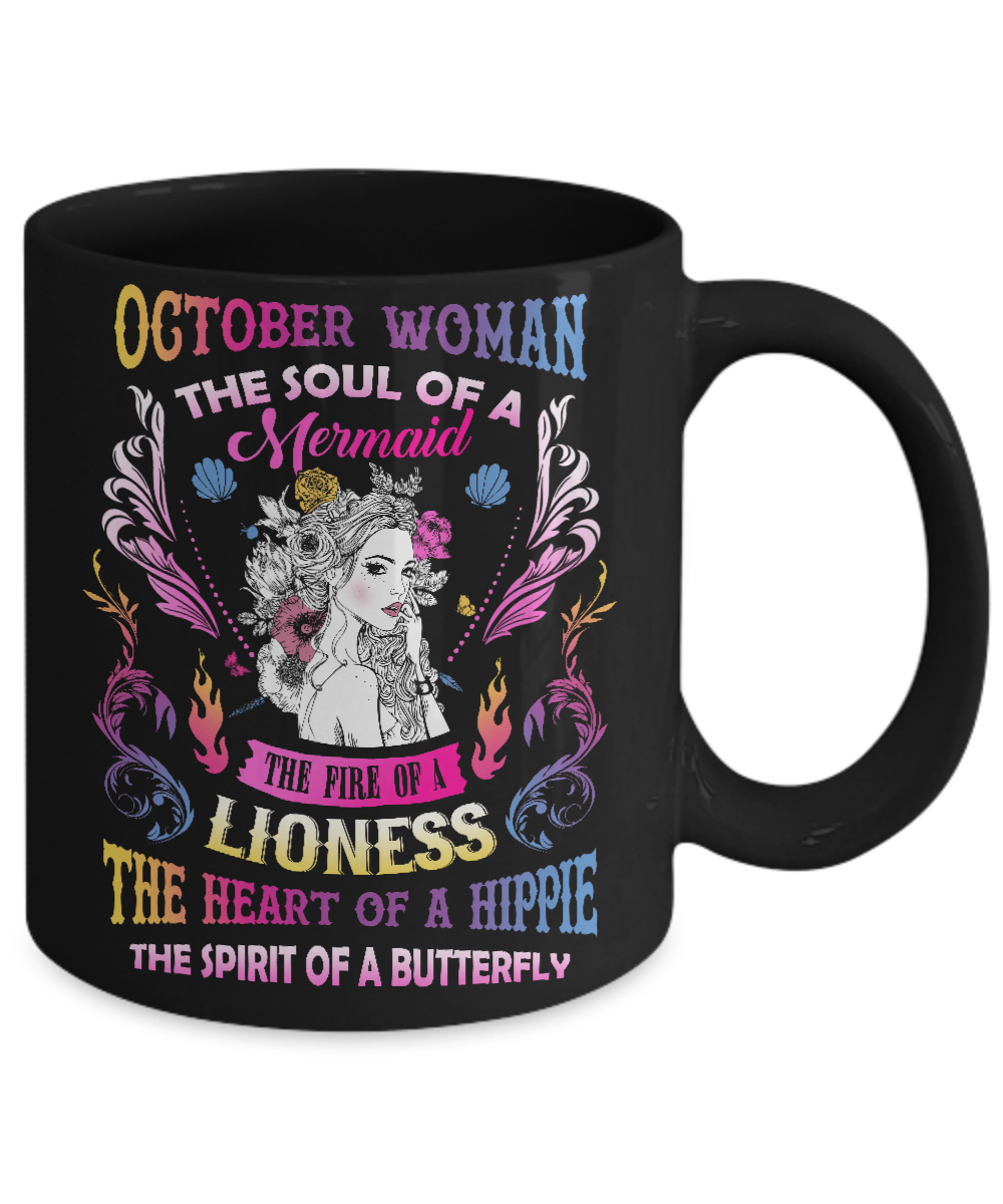 October Woman The Soul Of A Mermaid Birthday Mug Coffee Mug | Teecentury.com
