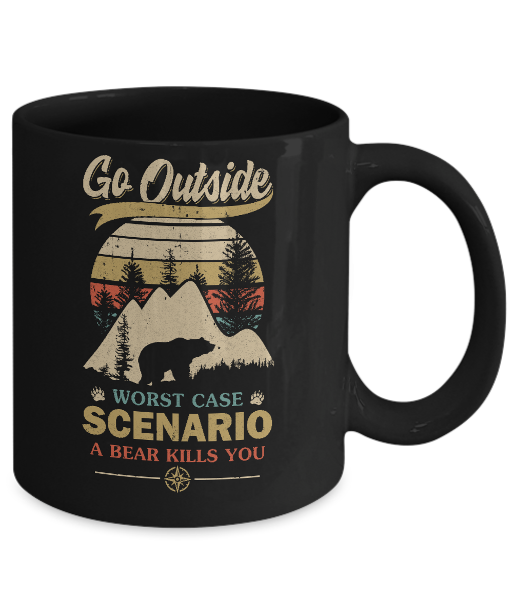 Vintage Go Outside Worst Case Scenario A Bear Kills You Mug Coffee Mug | Teecentury.com