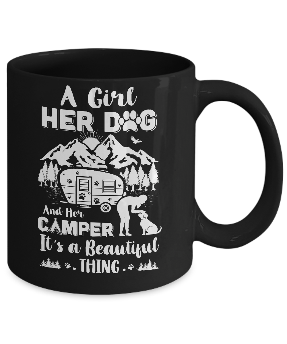 A Girl Her Dog And Her Camper It's A Beautiful Thing Camping Mug Coffee Mug | Teecentury.com