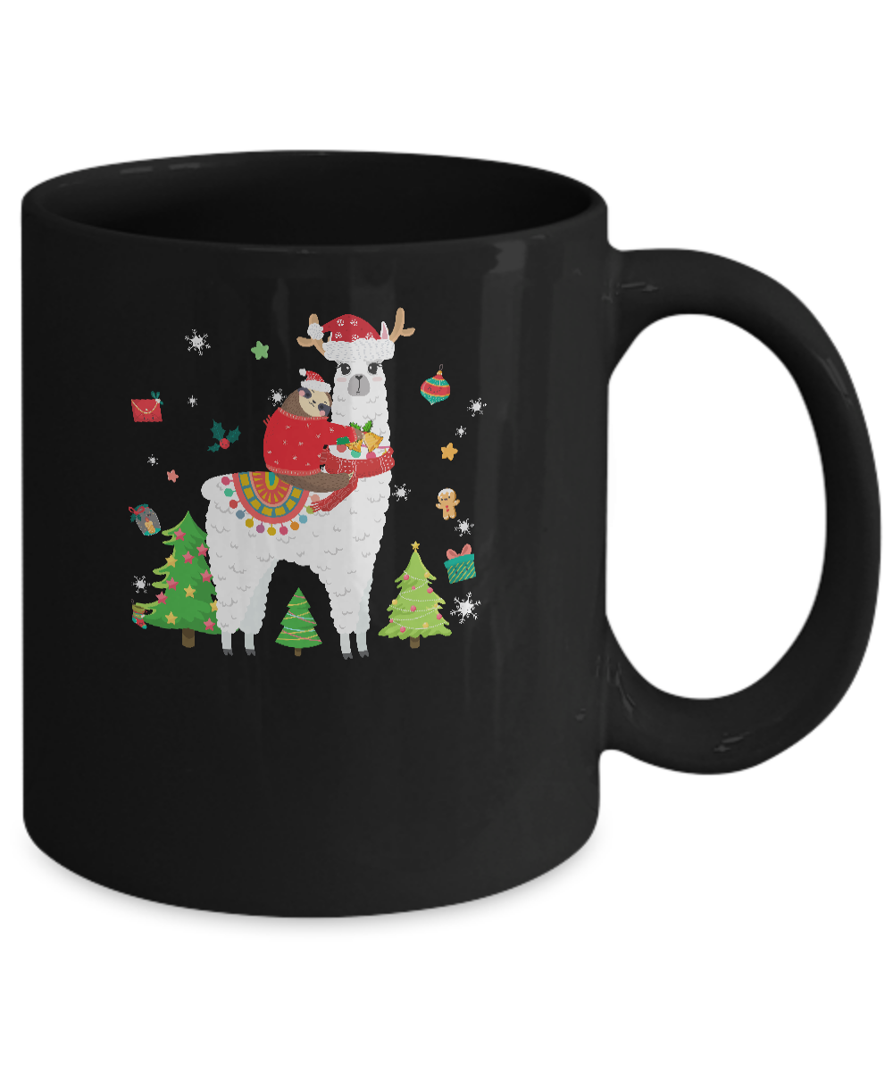Santa Sloth Riding Llama Reindeer Christmas Gifts Mug Coffee Mug | Teecentury.com