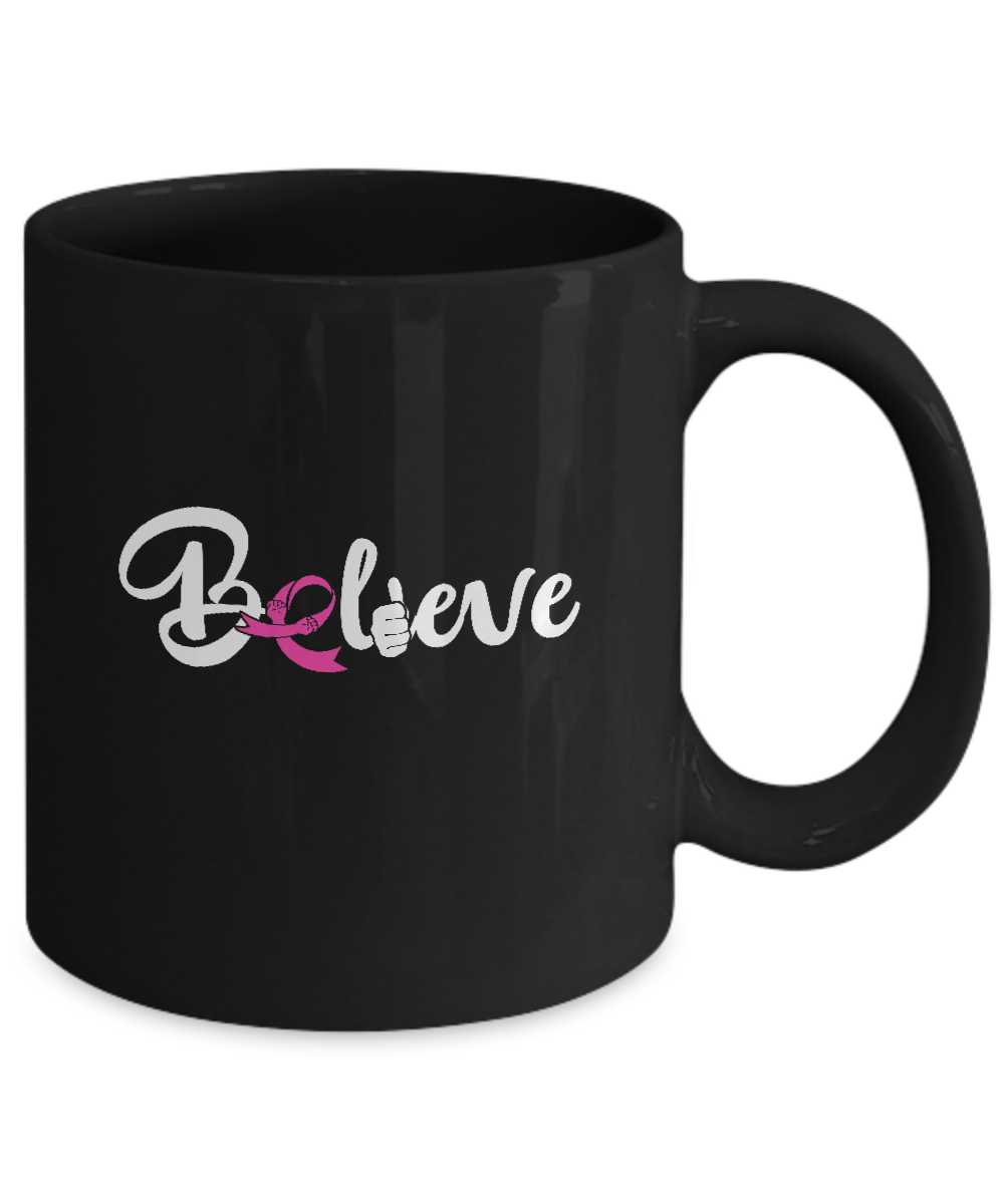 Believe Breast Cancer Awareness Fight Mug Coffee Mug | Teecentury.com