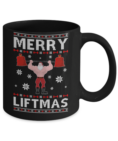 Christmas Merry Liftmas Santa Fitness Gym Ugly Sweater Mug Coffee Mug | Teecentury.com