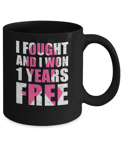 I Fought An I Won 1 Year Free Fight Support Breast Cancer Mug Coffee Mug | Teecentury.com