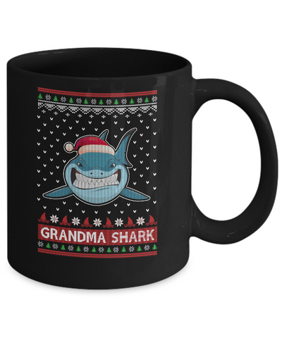 Santa Hat Grandma Shark Ugly Christmas Sweater Mug Coffee Mug | Teecentury.com