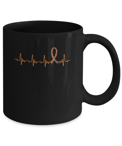 MS Leukemia Awareness Orange Ribbon Heartbeat Mug Coffee Mug | Teecentury.com