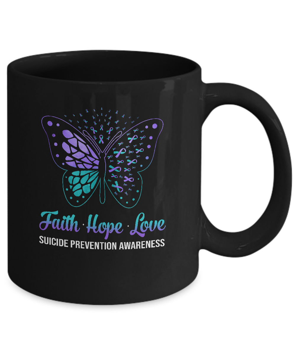 Faith Hope Love Butterfly Suicide Prevention Awareness Mug Coffee Mug | Teecentury.com