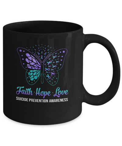 Faith Hope Love Butterfly Suicide Prevention Awareness Mug Coffee Mug | Teecentury.com