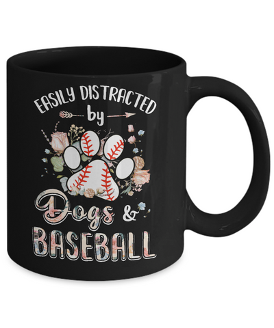 Easily Distracted By Dogs And Baseball Mug Coffee Mug | Teecentury.com