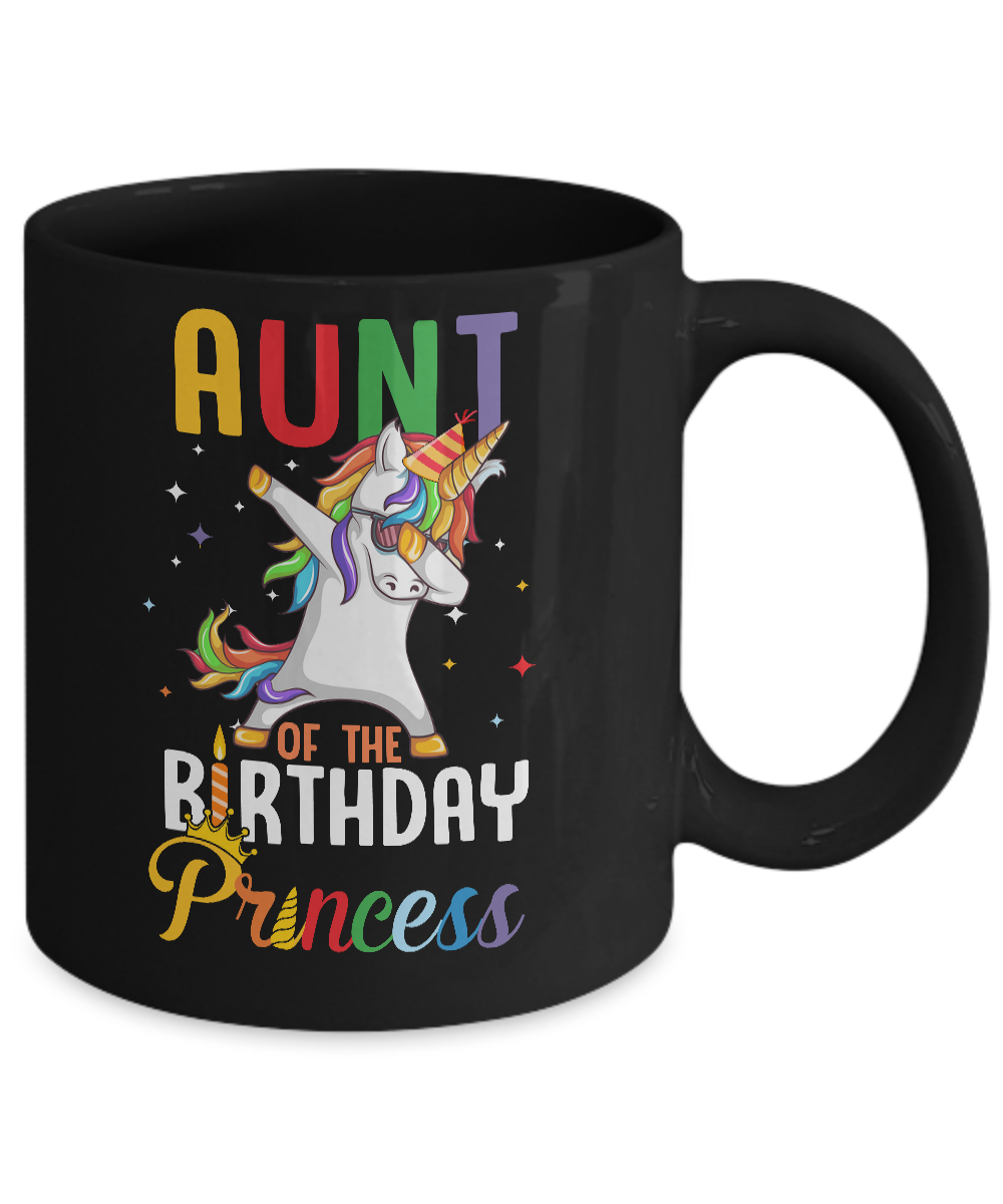 Aunt Of The Birthday Girl Dabbing Unicorn Party Mug Coffee Mug | Teecentury.com