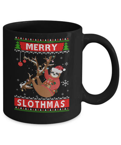 Merry Slothmas Christmas Pajama Sloth Lovers Ugly Sweater Mug Coffee Mug | Teecentury.com