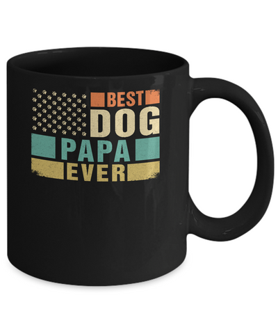 Vintage Retro BEST DOG PAPA EVER American Flag Fathers Day Mug Coffee Mug | Teecentury.com