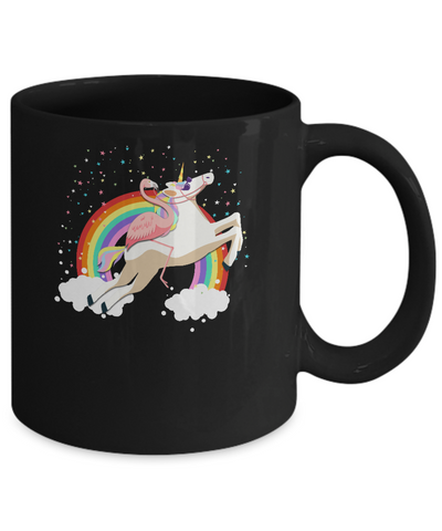 Flamingo Pink Bird Riding Unicorn Mug Coffee Mug | Teecentury.com