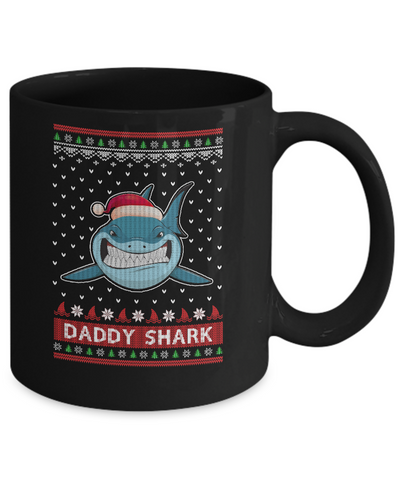Santa Hat Daddy Shark Ugly Christmas Sweater Mug Coffee Mug | Teecentury.com