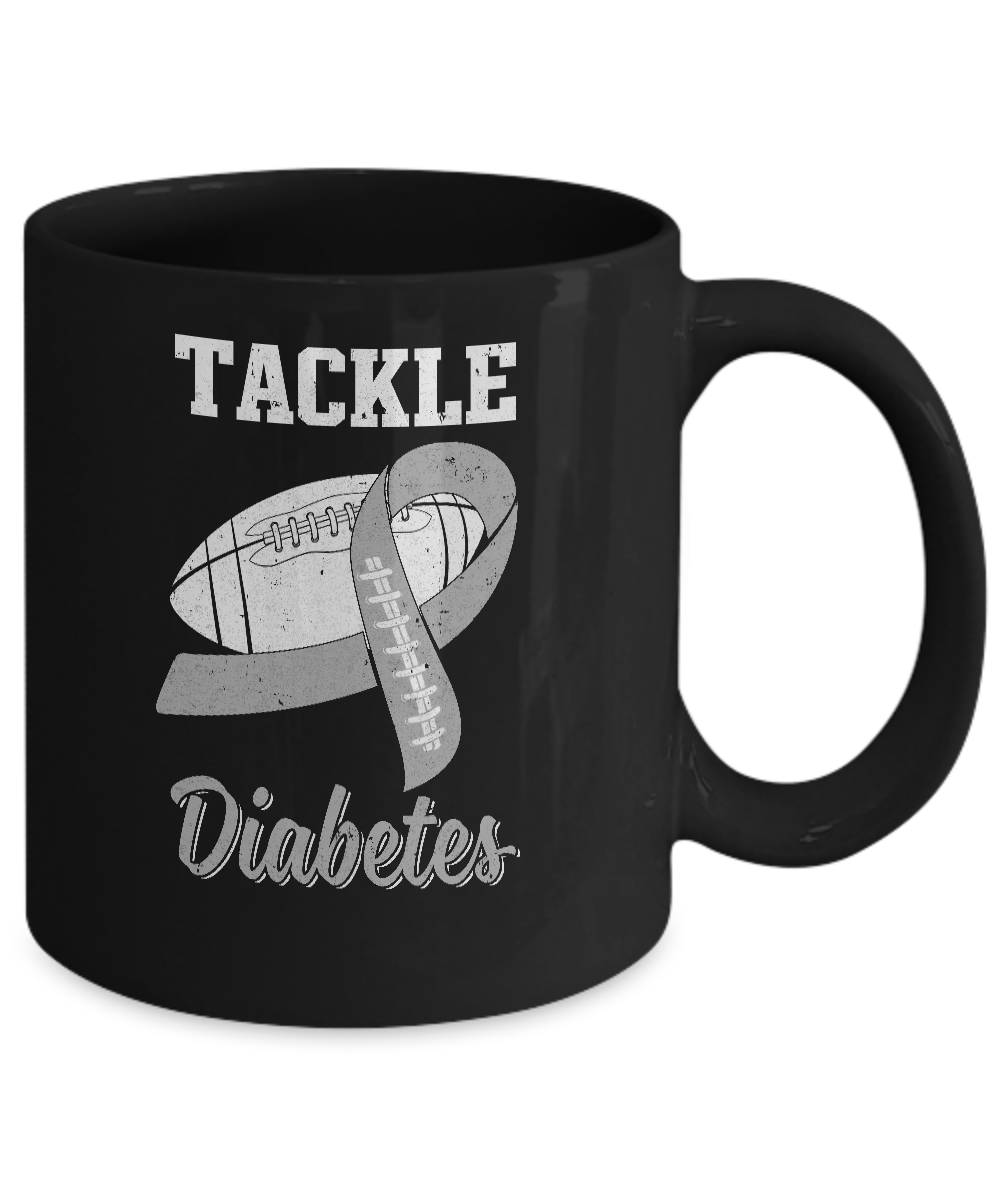 Football Survivor Tackle Gray Diabetes Awareness Mug Coffee Mug | Teecentury.com