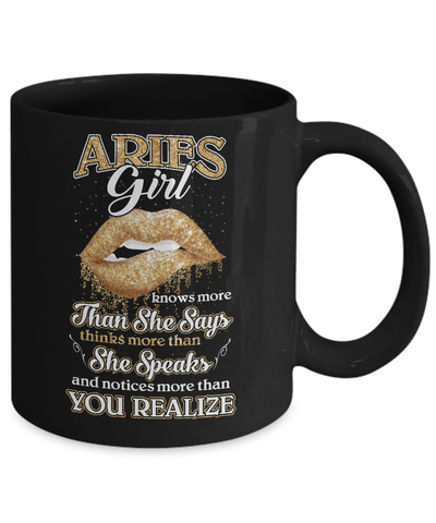 Aries Girl Knows More Than She Says March April Birthday Mug Coffee Mug | Teecentury.com