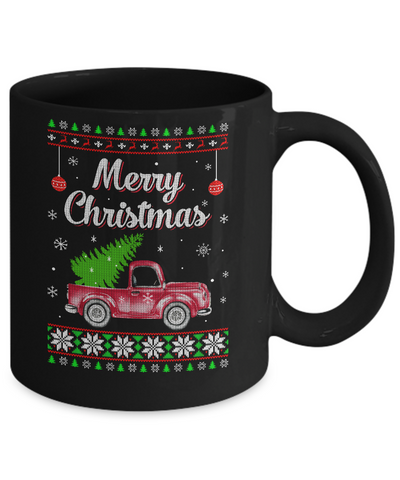 Snow Tree Truck Merry Christmas Ugly Sweater Mug Coffee Mug | Teecentury.com