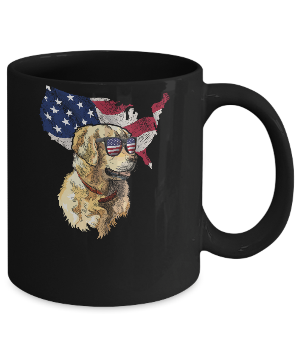 Funny Patriot Golden Retriever Dog 4Th Of July American Flag Mug Coffee Mug | Teecentury.com