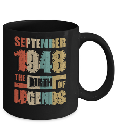 Vintage Retro September 1948 Birth Of Legends 74th Birthday Mug Coffee Mug | Teecentury.com