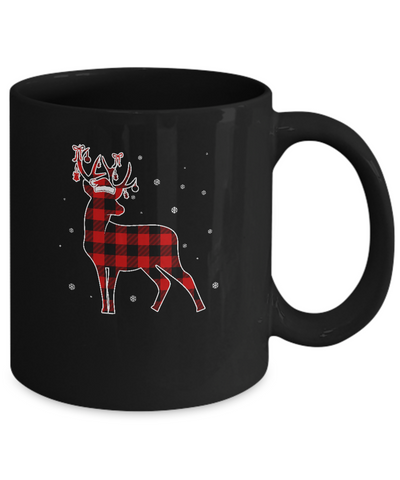 Red Plaid Deer Santa Hat Christmas Buffalo Plaid Mug Coffee Mug | Teecentury.com