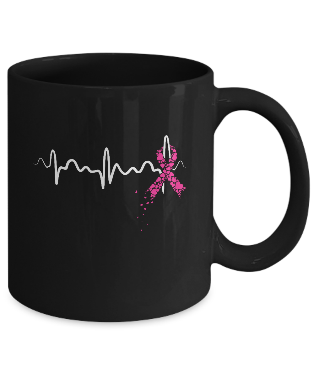 Breast Cancer Heartbeat Awareness Mug Coffee Mug | Teecentury.com