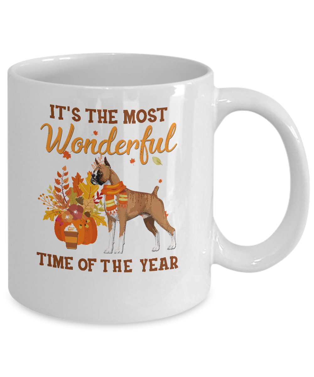 Boxer Autumn It's The Most Wonderful Time Of The Year Mug Coffee Mug | Teecentury.com