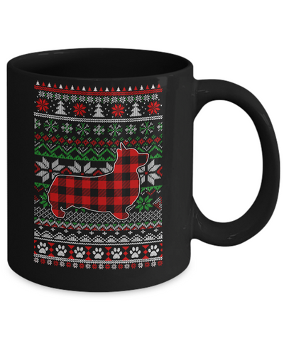 Corgi Red Plaid Ugly Christmas Sweater Gifts Mug Coffee Mug | Teecentury.com