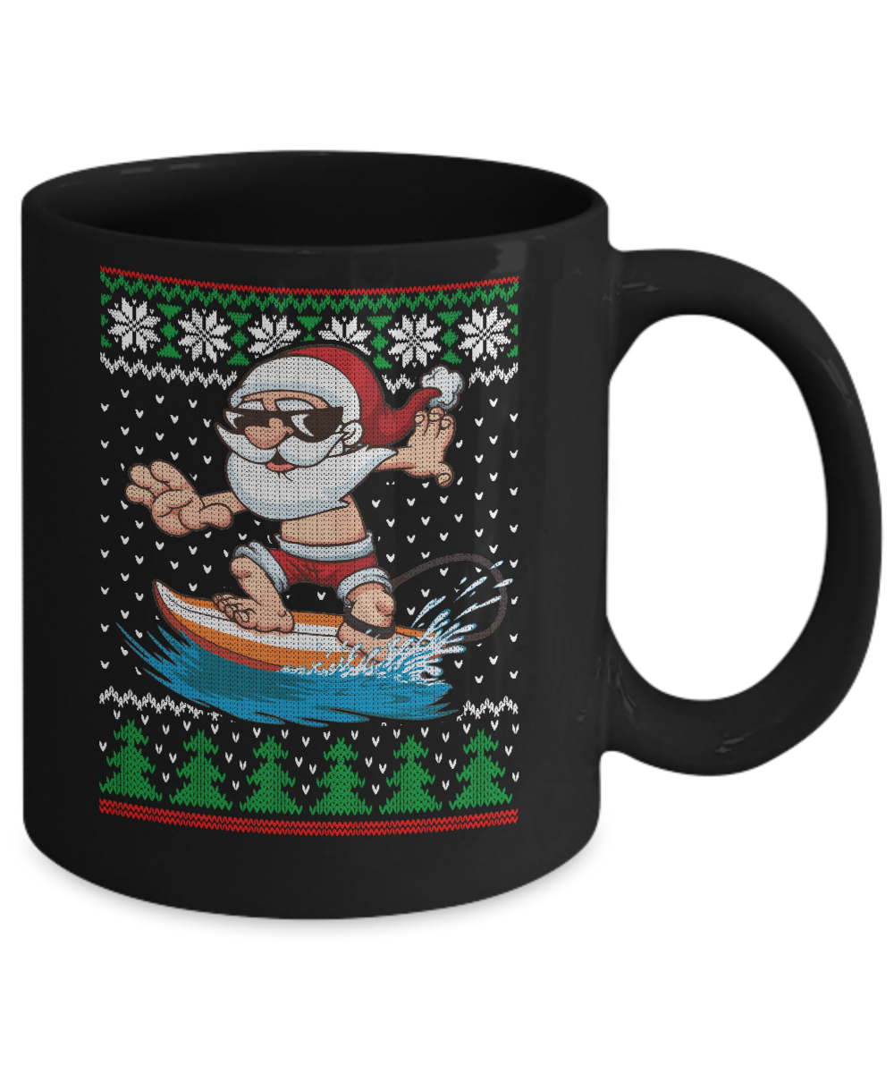 Santa Surfing Hawaiian Summer Christmas Ugly Sweater Mug Coffee Mug | Teecentury.com