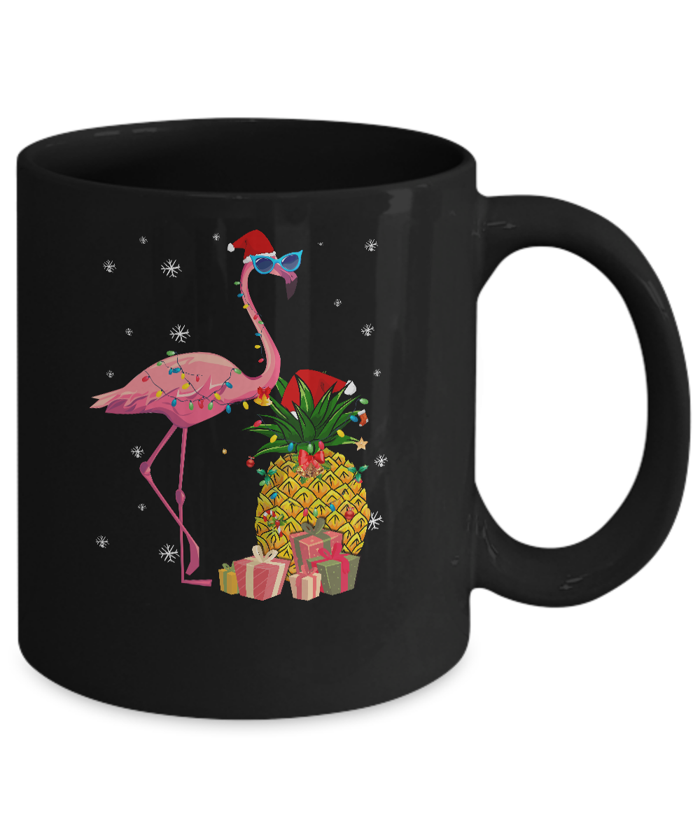 Santa Flamingo Hawaiian Pineapple Christmas Gifts Mug Coffee Mug | Teecentury.com