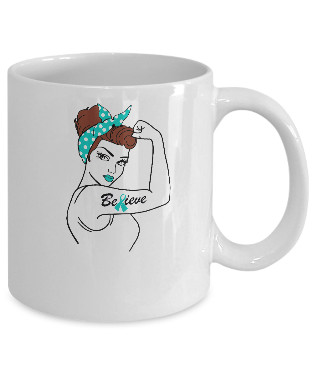 Support Ovarian Cancer Awareness Warrior Believe Mug Coffee Mug | Teecentury.com