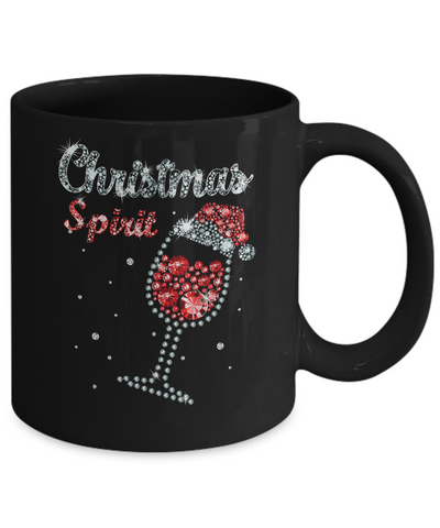 Diamond Christmas Spirit Santa Hat Wine Glass Mug Coffee Mug | Teecentury.com