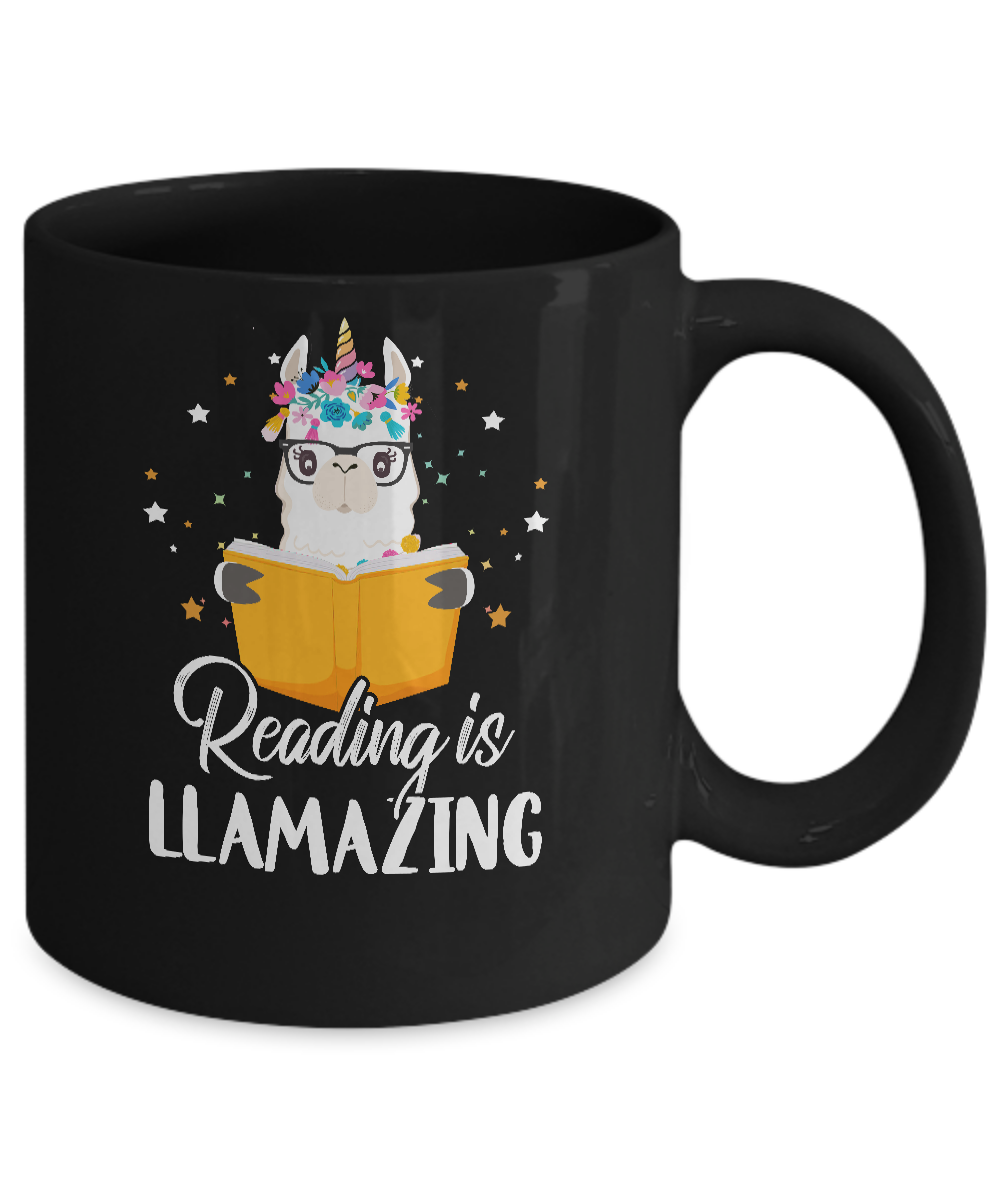 Reading Is Llamazing Llama Reading Book Lover Mug Coffee Mug | Teecentury.com