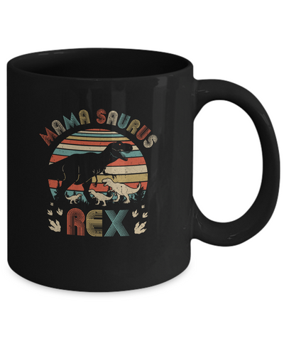 Funny Mamasaurus Rex Mom And Three Kids Dinosaur Mug Coffee Mug | Teecentury.com