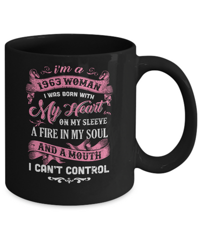 Vintage 1963 Woman 59 Birthday I Was Born With My Heart Mug Coffee Mug | Teecentury.com