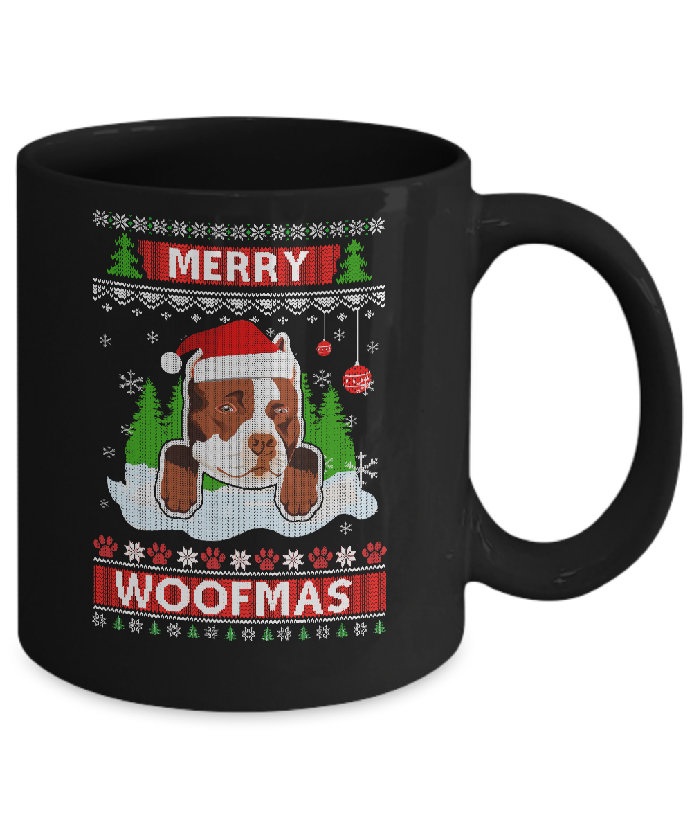 Pitbull Merry Woofmas Ugly Christmas Sweater Mug Coffee Mug | Teecentury.com