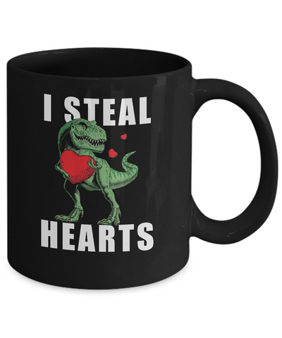 I Steal Hearts Funny Valentines Day Dinosaur T-Rex Boys Mug Coffee Mug | Teecentury.com