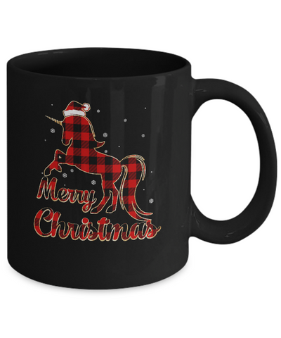 Red Buffalo Plaid Unicorn Merry Christmas Mug Coffee Mug | Teecentury.com