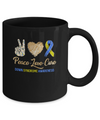 Peace Love Cure Down Syndrome Awareness Mug Coffee Mug | Teecentury.com