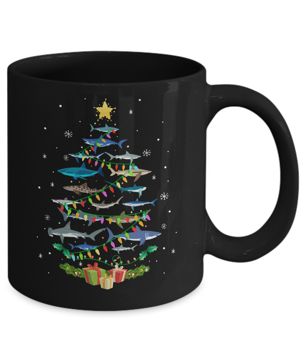 Shark Christmas Tree Shark Lovers Gifts Men Women Kids Mug Coffee Mug | Teecentury.com