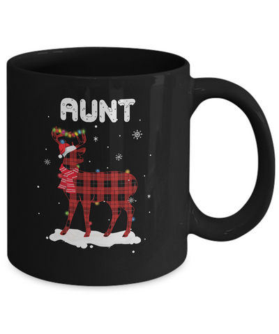 Aunt Deer Red Plaid Christmas Family Matching Pajamas Mug Coffee Mug | Teecentury.com