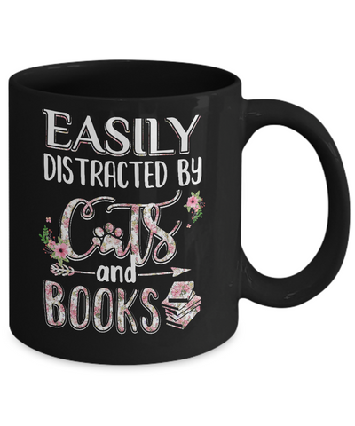 Easily Distracted By Cats And Books Mug Coffee Mug | Teecentury.com