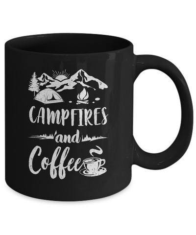 Coffee And Campfires Funny Camping Gifts Mug Coffee Mug | Teecentury.com