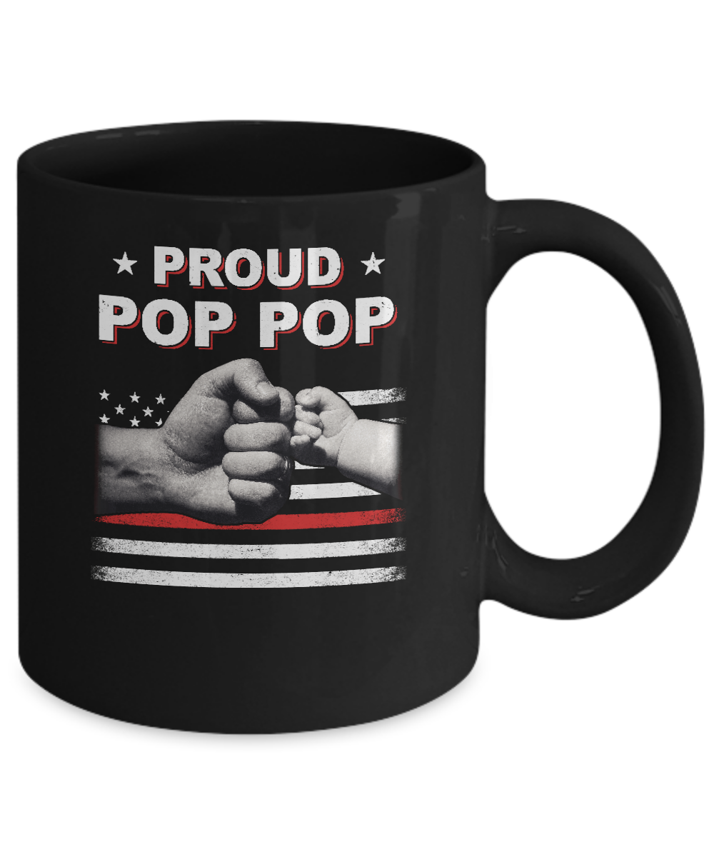 Proud Pop Pop Fireman Firefighter Thin Red Line Flag Fathers Day Mug Coffee Mug | Teecentury.com