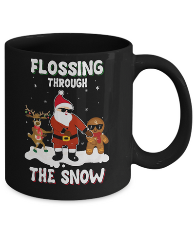 Flossing Through The Snow Santa Reindeer Gingerbread Mug Coffee Mug | Teecentury.com