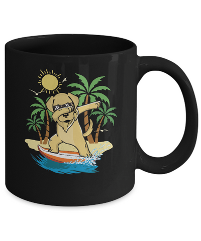 Summer Vacation Dabbing Golden Retriever Surfing Surfboard Gift Mug Coffee Mug | Teecentury.com
