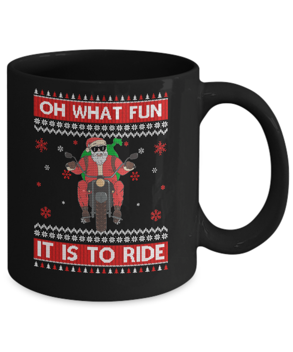 Oh What Fun It Is To Ride Motorcycle Christmas Sweater Mug Coffee Mug | Teecentury.com